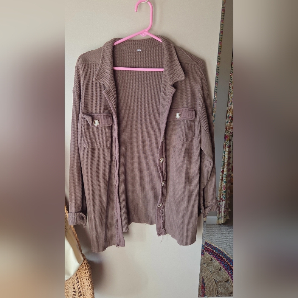 Brown Waffle Knitt Shacket Size S
